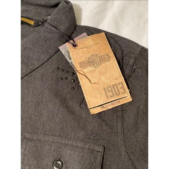 Harley-Davidson Womens Stud Chain Long Sleeve Logo Work Shirt XL 96166-20VW (A4) - Picture 7 of 11